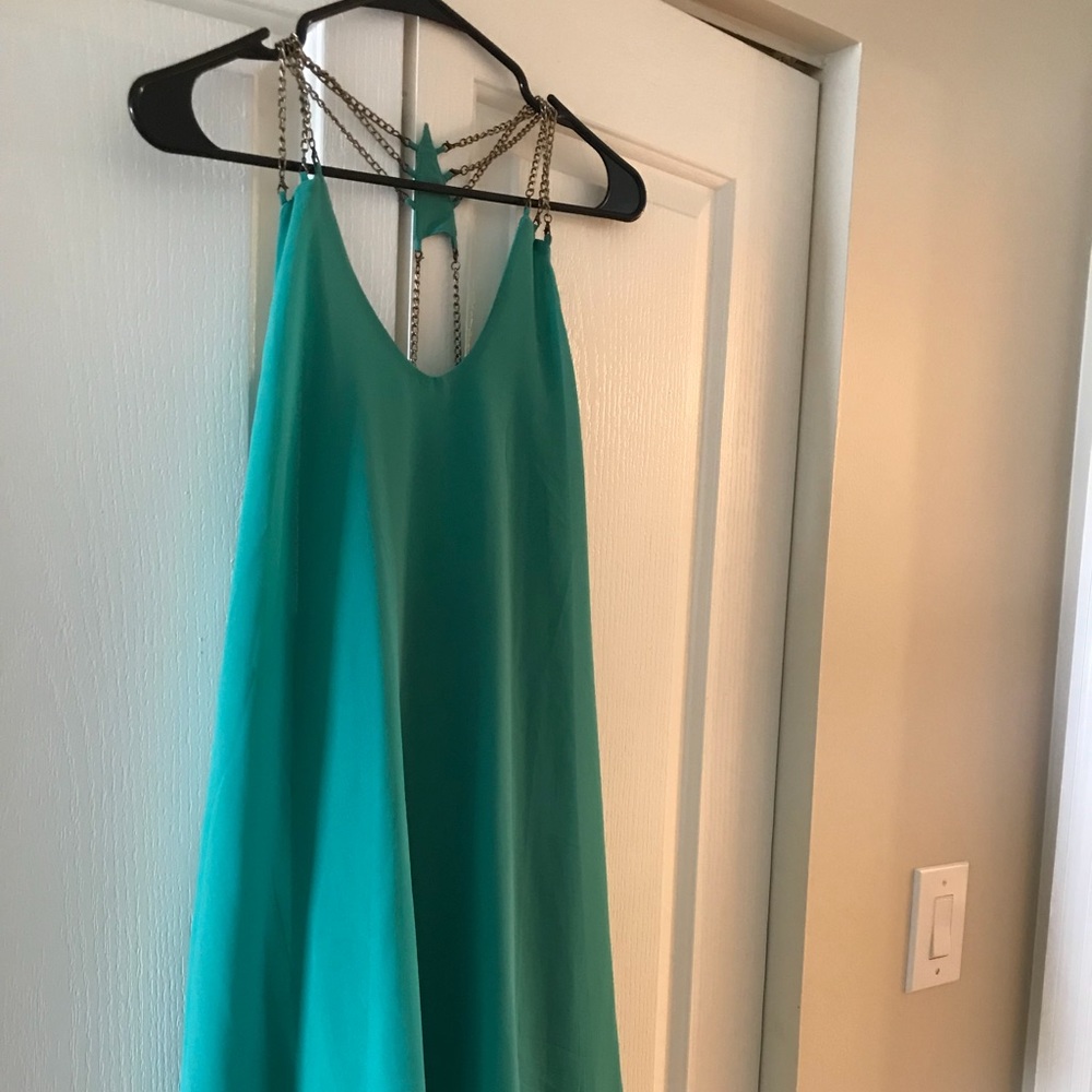 Sea green, worn once! Gold chain